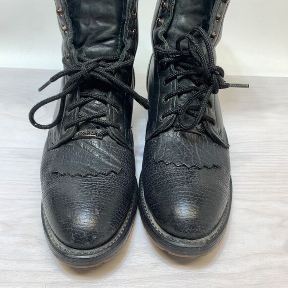 Double H Packer Boots Lacer Mens 10B Black Leather Western Cowboy Kiltie Packer main image 10